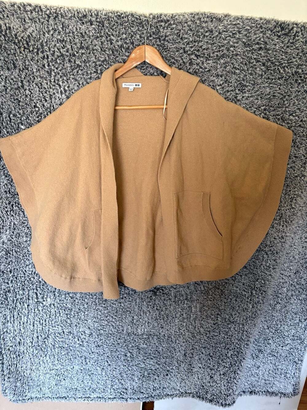 JW Anderson x Uniqlo Lambswool Blend Hooded Poncho Camel One Size